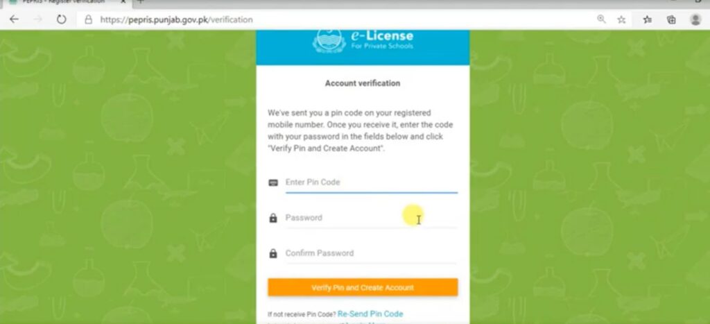 pepris registration2 account verification