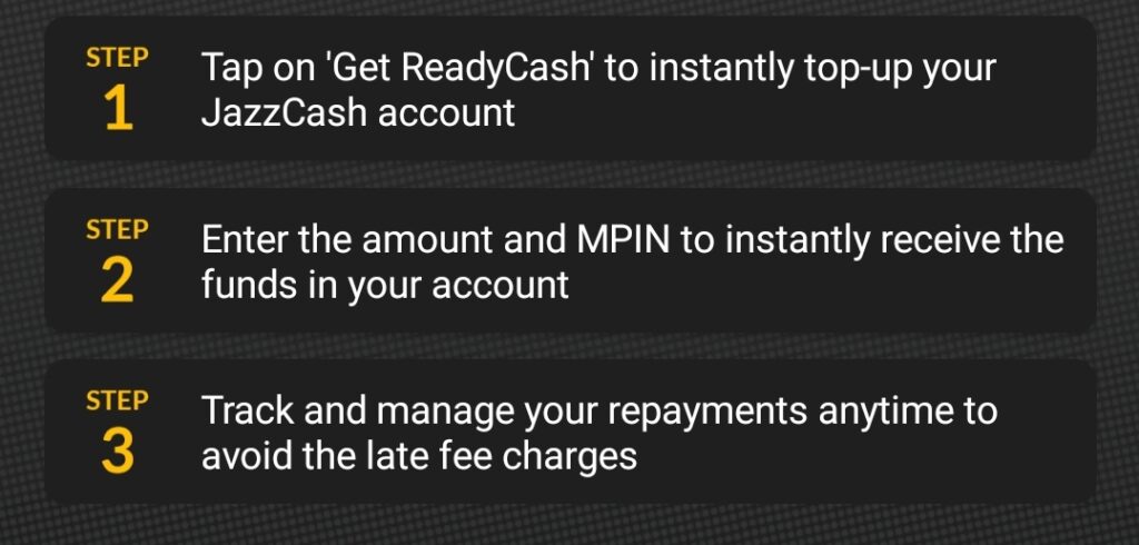 JazzCash ReadyCash loan availing steps