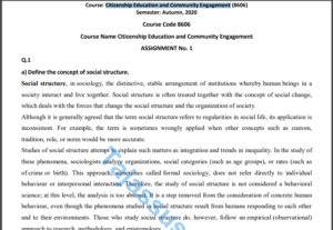 8606 AIOU Solved Assignment No.1 2020 (Citizenship Education and Community Engagement) Download