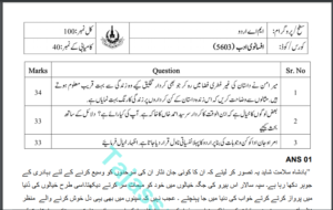 5603 MA Urdu Solved Paper Spring 2021 Download