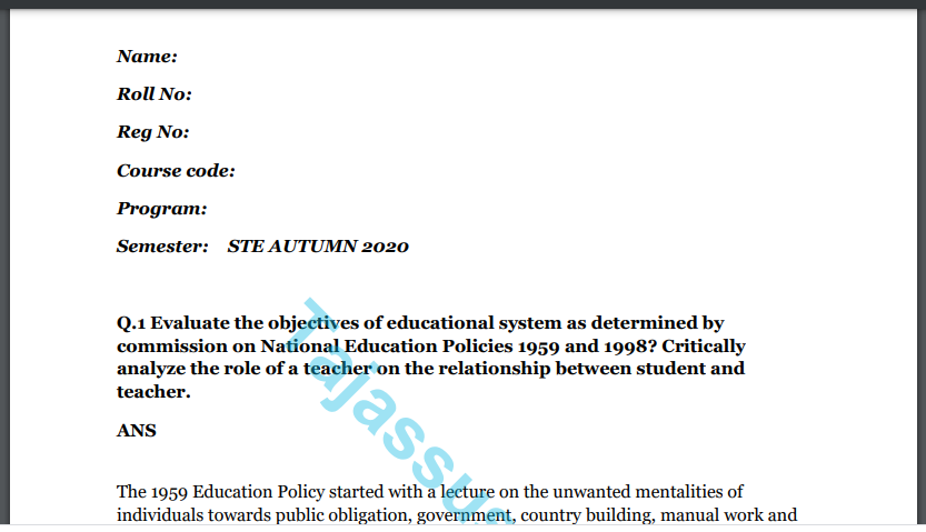 6505 Islamic System of Education Solved Paper Download
