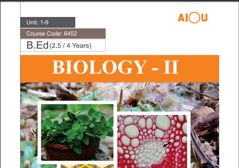 6452/BIOLOGY-II AIOU B.ED Book Download