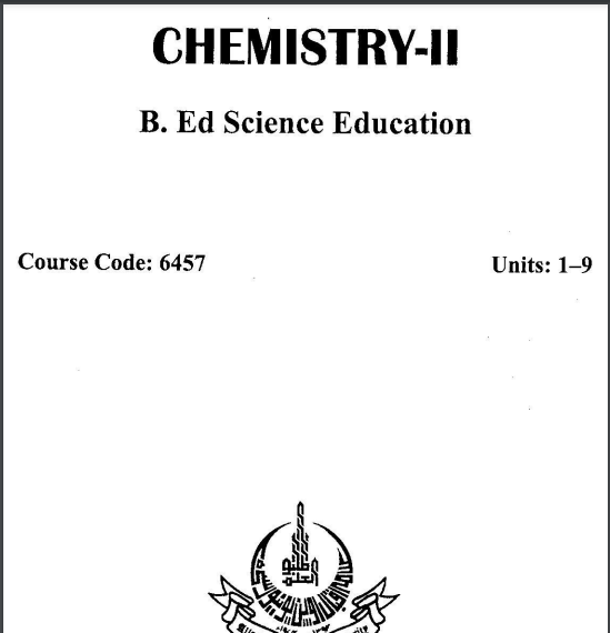 6457/CHEMISTRY-II AIOU B.ED Book Download