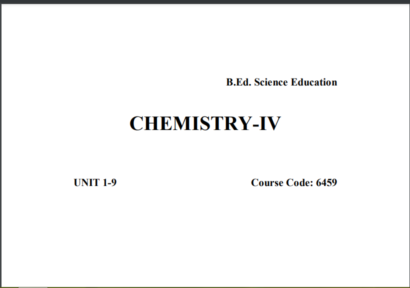 6459/CHEMISTRY-IV AIOU B.ED Book Download 