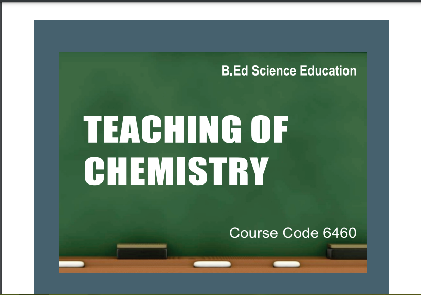 6460/TEACHING OF CHEMISTRY AIOU B.ED Book Download