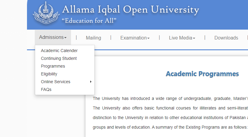 Aiou Admission "Aiou Admission Process"