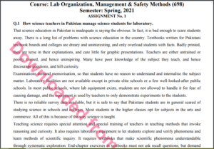 698/Management & Safety Methods Solved Assignment No.1 Download