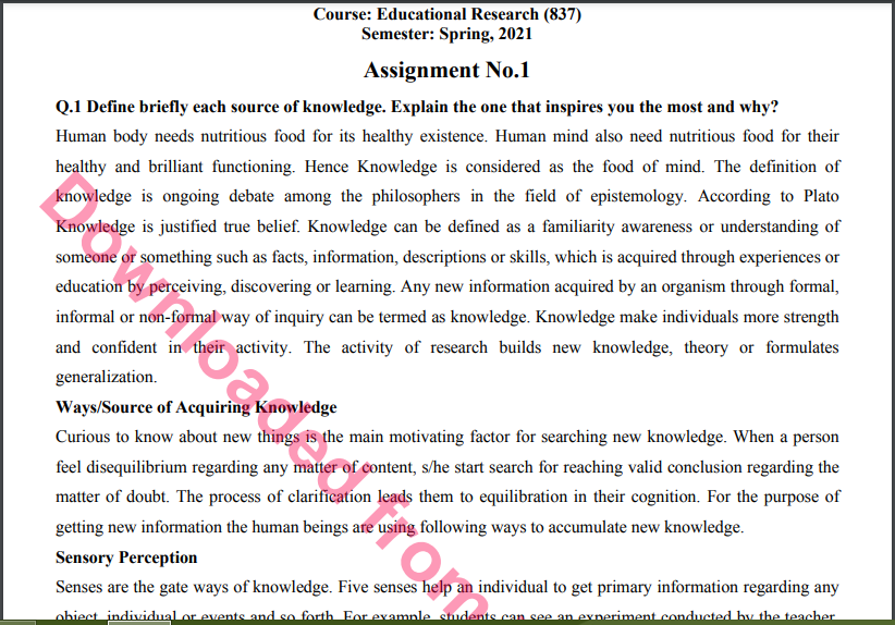 837/Educational Research Solved Assignment No.1 Download 