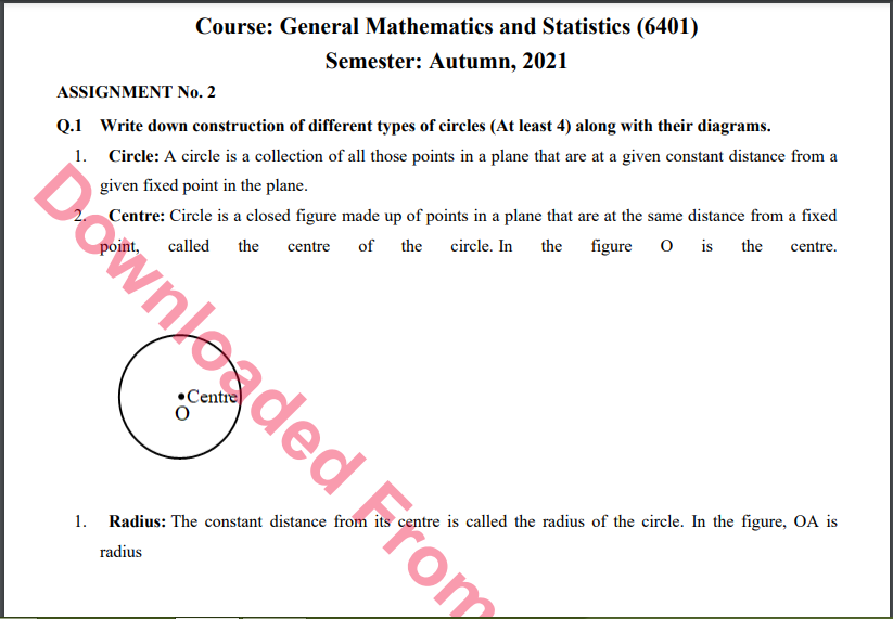 6401/General Mathematics and Statistics Solved Assignment No.2 B.ED History Download