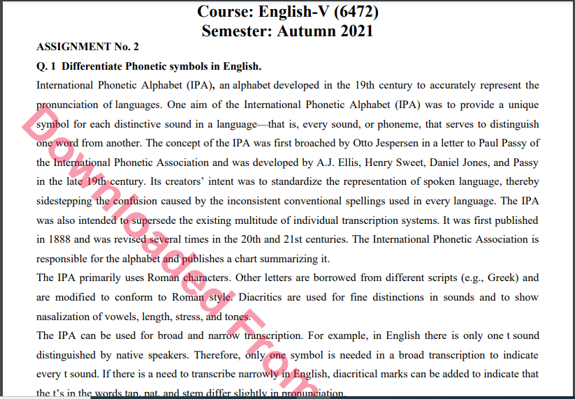 6472/English-V Solved Assignment No.2 Autumn, 2021 B.ED Download