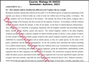 6453/Biology-III Solved Assignment No.2 Autumn, 2021 B.ED Download