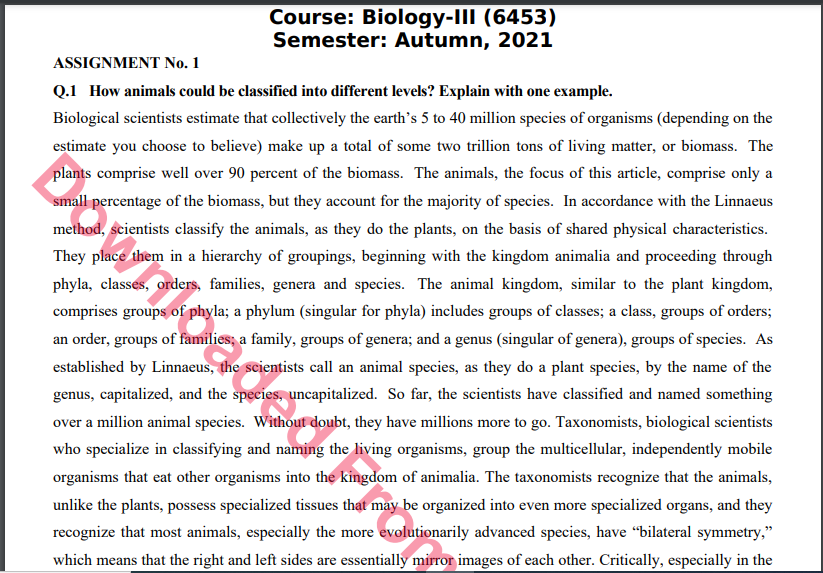 6453/Biology-III Solved Assignment No.2 Autumn, 2021 B.ED Download