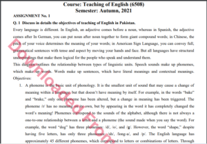 6508/Teaching of EnglishSolved Assignment No.1 Autumn, 2021-2022 MA/M.ED Download