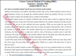 8601/General Method of Teaching Solved Assignment No.2 Autumn, 2021-2022 B.ED Download