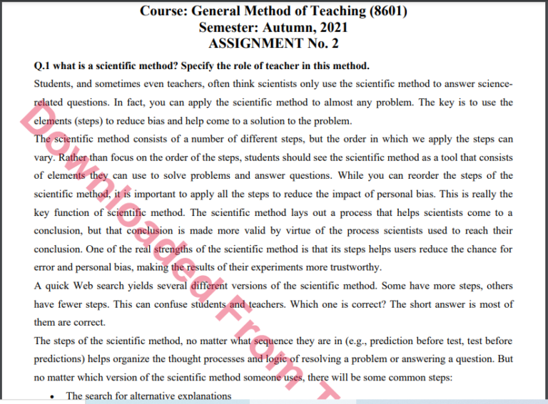 8601/General Method Of Teaching Solved Assignment No.2 Autumn, 2021 ...