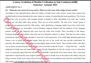 6483/ Evolution of Muslim Civilization in Sub-Continent (6488) Solved Assignment No.1 Autumn, 2021 B.ED Download