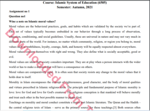 6505/Islamic System of Education Solved Assignment No.1 Autumn, 2021-2022 MA/M.ED Download