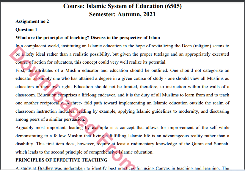 6505/Islamic System of Education Solved Assignment No.2 Autumn, 2021-2022 MA/M.ED Download