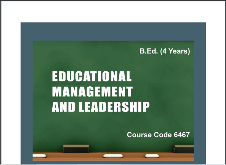 AIOU 6467/EDUCATIONAL MANAGEMENT AND LEADERSHIP B.ED Book Download