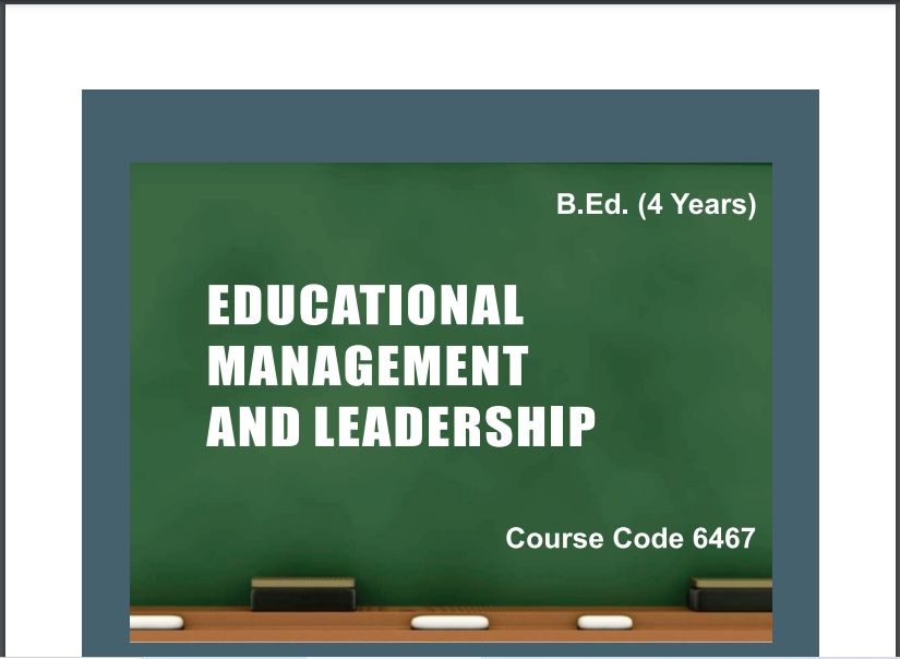 AIOU 6466/EDUCATIONAL MANAGEMENT AND LEADERSHIP B.ED Book Download