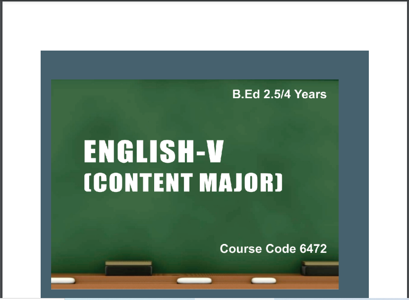AIOU 6472/ENGLISH-V (CONTENT MAJOR) B.ED Book Download