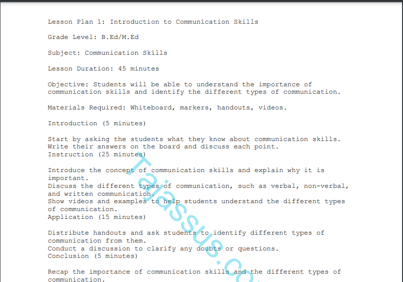 Lesson Plans for B.ed/ M.ed Teaching Practices (8607_8608) New Pattern in 2023