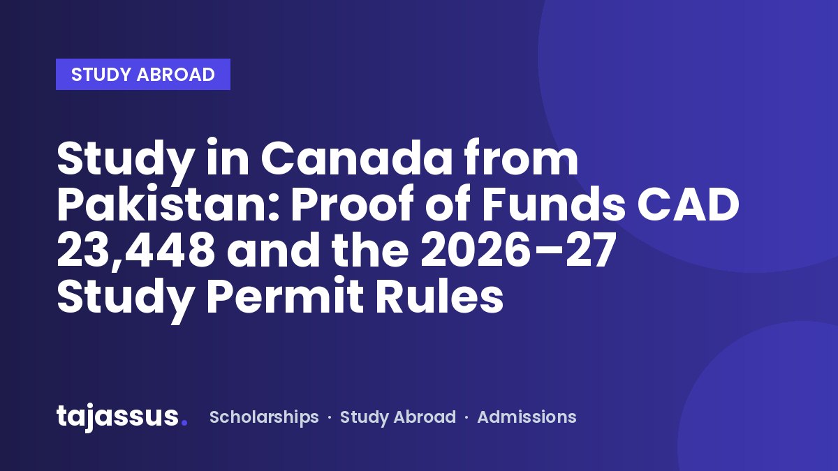 Study in Canada from Pakistan: Proof of Funds CAD 23,448 and the 2026–27 Study Permit Rules